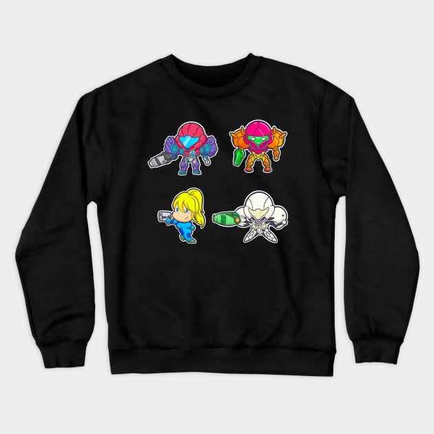 Chibi Metroid (Pack 4) Crewneck Sweatshirt by DrawingsFromHell